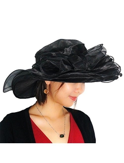 June's Young Women Race Hats Organza Hat with Ruffles Feathers