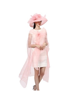 June's Young Women Race Hats Organza Hat with Ruffles Feathers