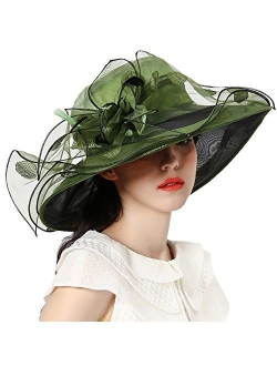 June's Young Women Race Hats Organza Hat with Ruffles Feathers