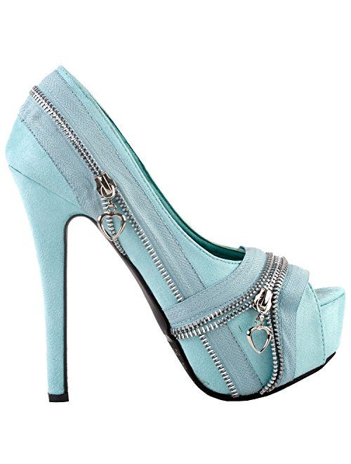 SHOW STORY Punk Multi-Colour Zip Peeptoe Platform High Heel Stiletto Pump,LF80836