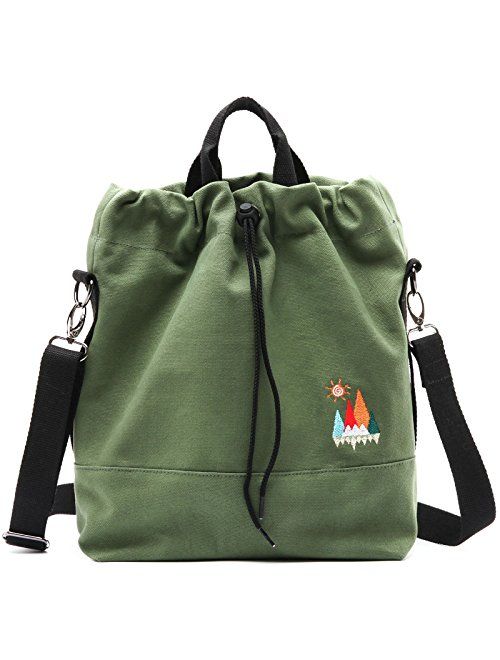 Women Canvas Tote Handbags Casual Shoulder Work Bag Crossbody Bag with Sunshine Embroidery