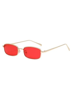 Vintage Slender Square Sunglasses Retro Small Metal Frame Candy Colors B2295