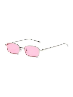 Vintage Slender Square Sunglasses Retro Small Metal Frame Candy Colors B2295