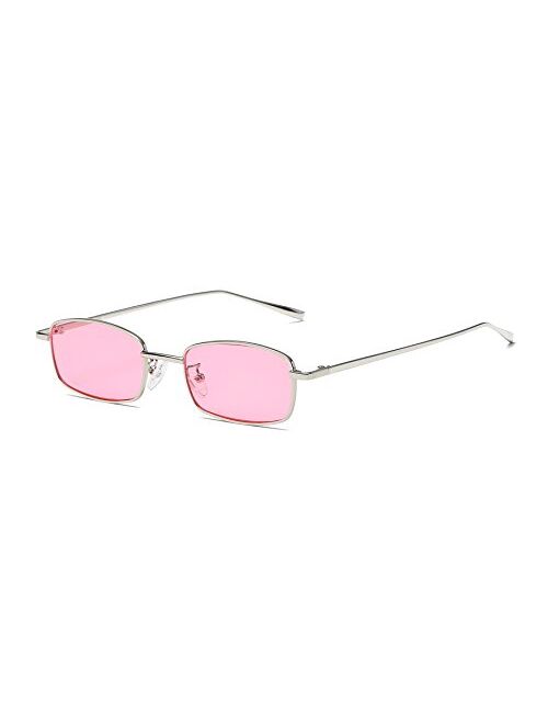 FEISEDY Vintage Slender Square Sunglasses Retro Small Metal Frame Candy Colors B2295