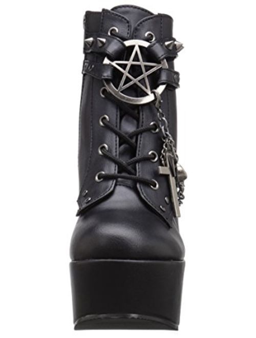 Demonia Black Vegan Leather Poison-101/BVL High Heel Wedges Boot