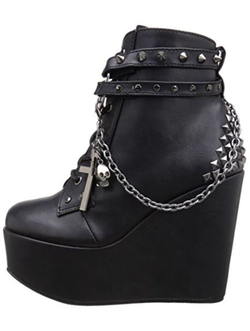 Demonia Black Vegan Leather Poison-101/BVL High Heel Wedges Boot