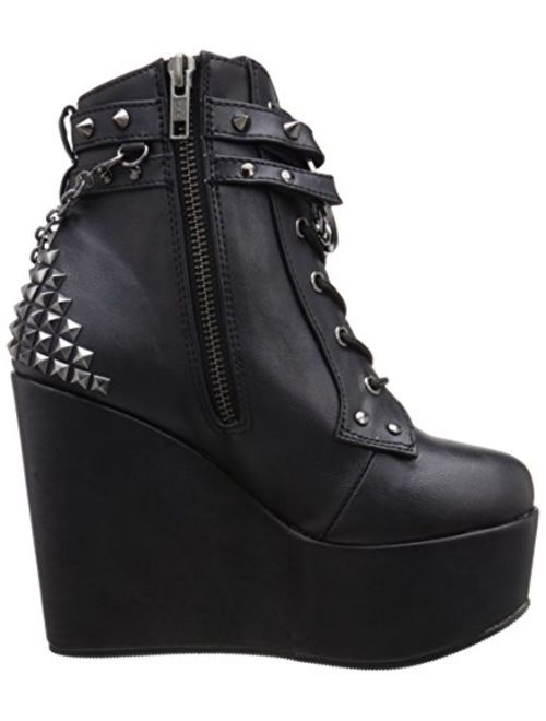 Demonia Black Vegan Leather Poison-101/BVL High Heel Wedges Boot