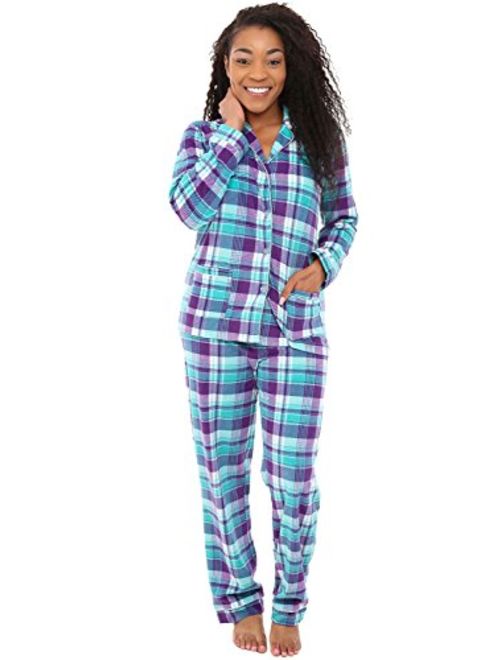 Alexander Del Rossa Women's Warm Fleece Pajamas, Long Button Down Pj Set