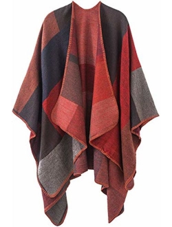 Lacavocor Women's Warm Shawl Wrap Cape Winter Cardigan Sweaters Open Front Poncho