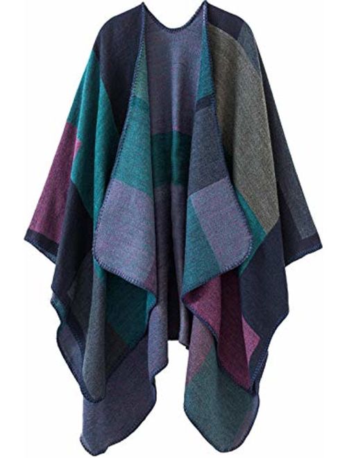 Lacavocor Women's Warm Shawl Wrap Cape Winter Cardigan Sweaters Open Front Poncho