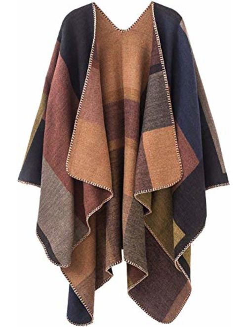 Lacavocor Women's Warm Shawl Wrap Cape Winter Cardigan Sweaters Open Front Poncho