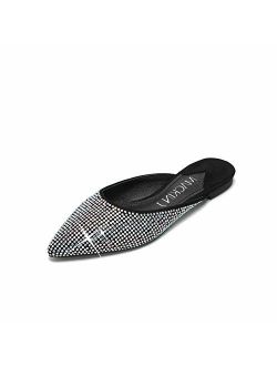 MACKIN J 327-1 Women's Pointed Toe Slip On Dress Mule Flats Rhinestones Slides