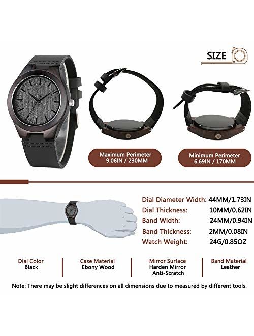 Engraved Wooden Watches, Personalized Engraved Wood Watch Japanese Movement Battery Anniversary Birthday Graduation Gift for Husband Love Dad Mom Son Friend Wooden Watche