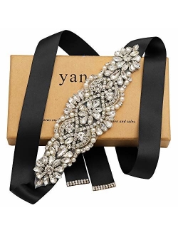 Yanstar Handmade Rhinestone Crystal Beads Wedding Bridal Belts