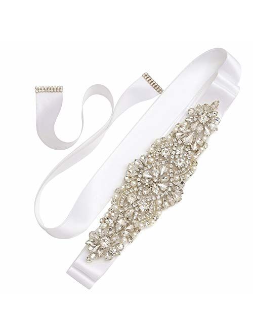 Yanstar Handmade Rhinestone Crystal Beads Wedding Bridal Belts