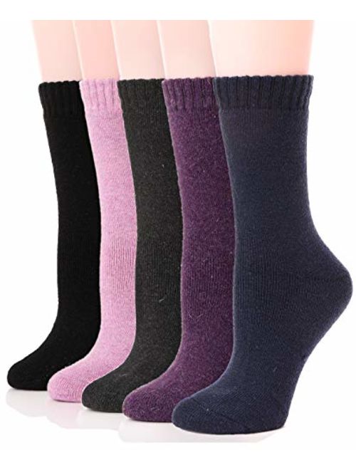 Womens Wool Socks Thermal Heavy Thick Soft Warm Fuzzy Work Winter Socks 5 Pack