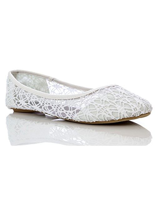 Charles Albert Women's Breathable Crochet Lace Ballet Flat