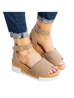 Mafulus Womens Espadrilles Platform Sandals Wedge Ankle Strap Studded Open Toe Summer Sandals