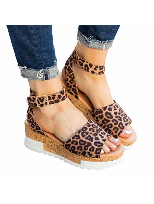 Mafulus Womens Espadrilles Platform Sandals Wedge Ankle Strap Studded Open Toe Summer Sandals