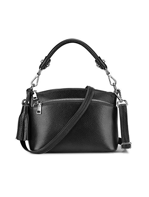 S-ZONE Small Genuine Leather Handbags for Women Shoulder Bag Crossbody Purse