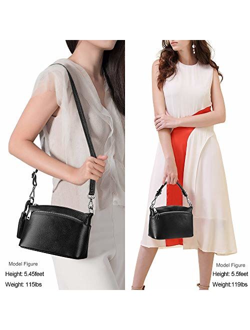 S-ZONE Small Genuine Leather Handbags for Women Shoulder Bag Crossbody Purse