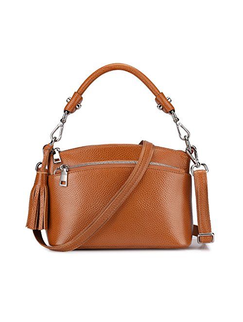 S-ZONE Small Genuine Leather Handbags for Women Shoulder Bag Crossbody Purse