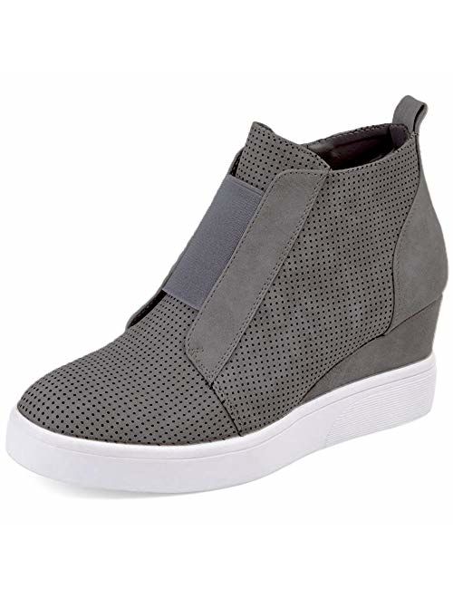 Athlefit Women's Hidden Wedge Sneakers Zipper Wedge Shoes Sneakers Booties