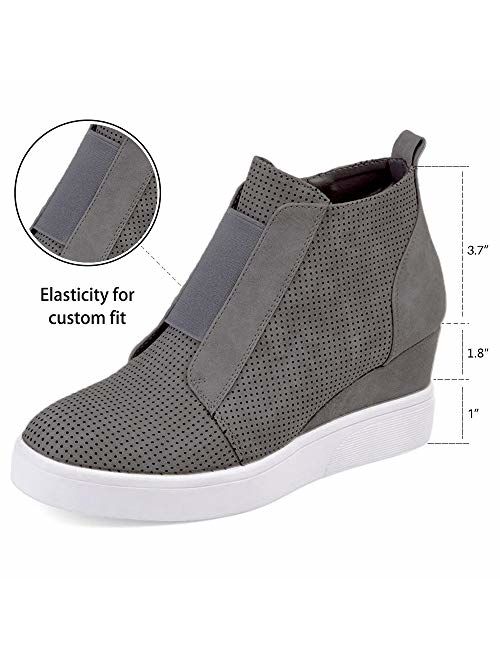 Athlefit Women's Hidden Wedge Sneakers Zipper Wedge Shoes Sneakers Booties