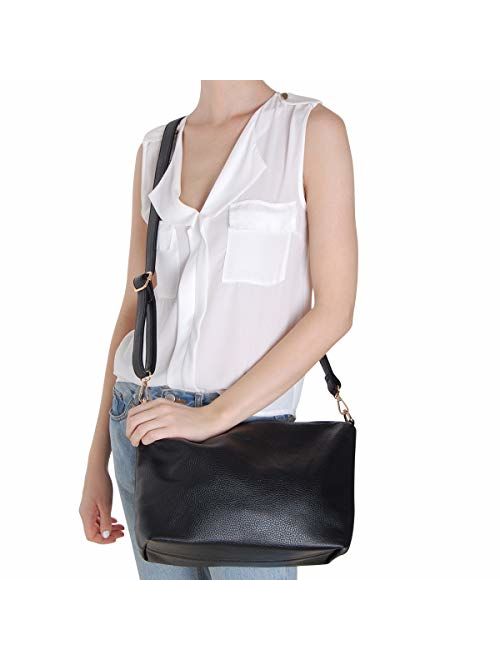 Humble Chic Crossbody Bag - Vegan Leather Satchel Messenger Handbag Shoulder Purse for Women