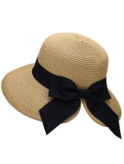 Verabella Women's Lightweight Foldable/Packable Beach Sun Hat w/Decorative Bow