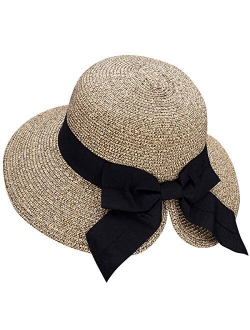 Verabella Women's Lightweight Foldable/Packable Beach Sun Hat w/Decorative Bow