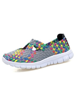 L LOUBIT Women Woven Shoes Slip On Handmade Sneakers Comfort Lightweight Walking Shoes