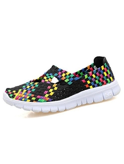 L LOUBIT Women Woven Shoes Slip On Handmade Sneakers Comfort Lightweight Walking Shoes