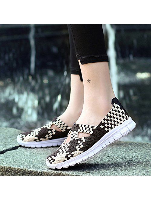 L LOUBIT Women Woven Shoes Slip On Handmade Sneakers Comfort Lightweight Walking Shoes