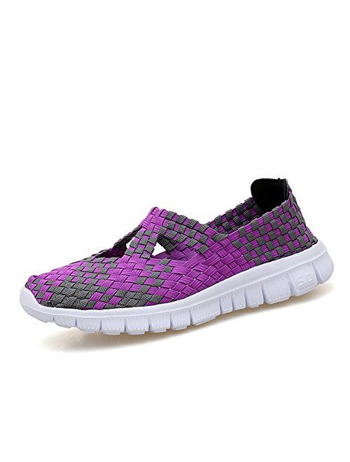 L LOUBIT Women Woven Shoes Slip On Handmade Sneakers Comfort Lightweight Walking Shoes