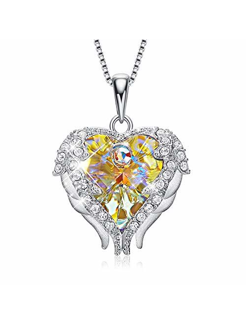 CDE Angel Wing Necklaces for Women Mothers Day Jewelry Gifts Embellished with Crystals from Swarovski Pendant Necklace Heart of Ocean Jewelry with Gift Box