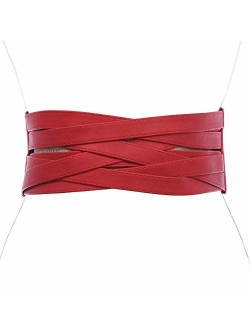 4" Women's High Waist Non Leather Fashion Wide Braided Stretch Belt