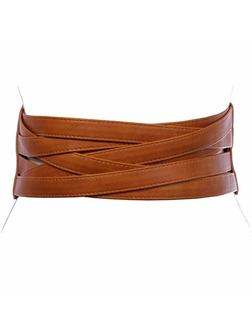 4" Women's High Waist Non Leather Fashion Wide Braided Stretch Belt