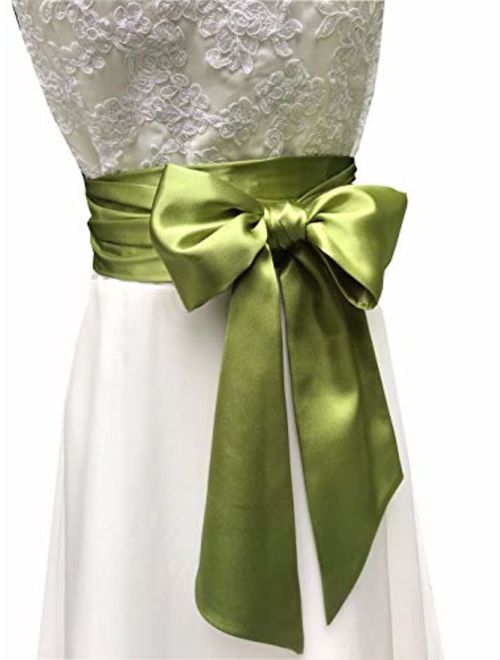 AIMECHA Special Occasion Dress sash bridal belts wedding sash 4'' Wide Double Side