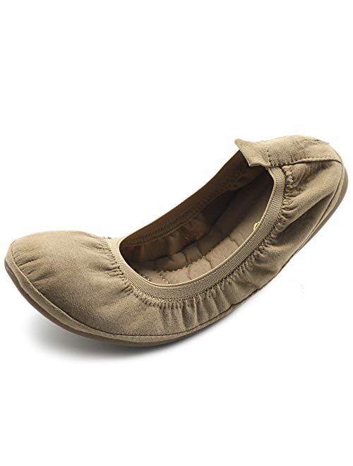 Ollio Women's Shoes Faux Suede Comfort Ballet Flat