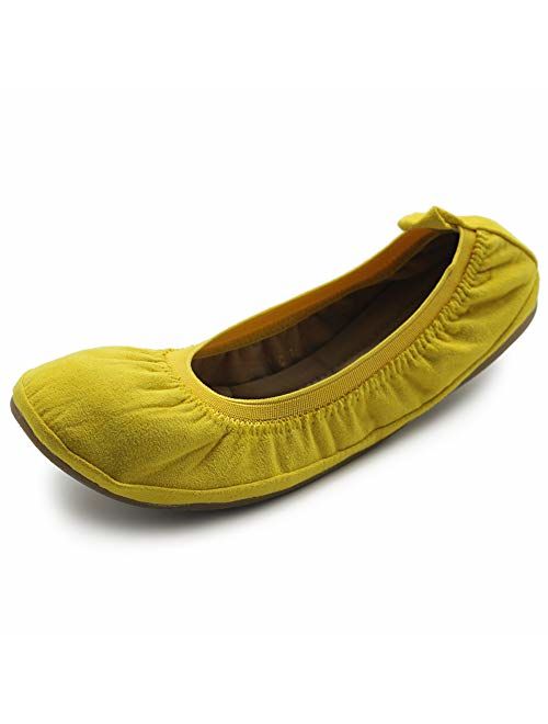 Ollio Women's Shoes Faux Suede Comfort Ballet Flat