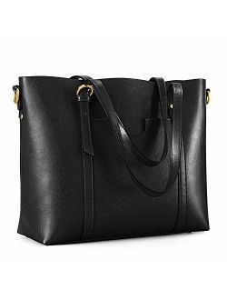 Kattee Women's Genuine Leather Tote Bag Vintage Large Capacity Satchel Work Purses and Handbags with Ajustable Straps