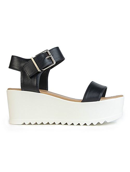 Surf Buckle Sandals, Black White, 11 B(M) US