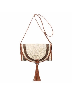 Crossbody Straw Bag, JOSEKO Womens Straw Handbag Shoulder Bag for Beach Travel and Everyday Use