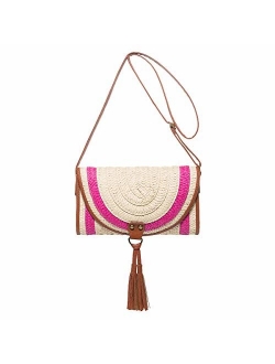 Crossbody Straw Bag, JOSEKO Womens Straw Handbag Shoulder Bag for Beach Travel and Everyday Use