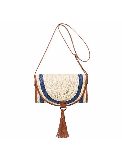 Crossbody Straw Bag, JOSEKO Womens Straw Handbag Shoulder Bag for Beach Travel and Everyday Use