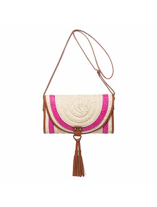 Crossbody Straw Bag, JOSEKO Womens Straw Handbag Shoulder Bag for Beach Travel and Everyday Use