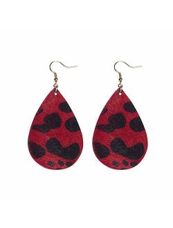 Leopard Print Leather Earrings Dangle Hook Earrings Leather Teardrop Earrings Leather Earrings For Women