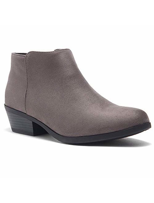 Herstyle Chatter Women's Western Ankle Bootie Closed Toe Casual Low Stacked Heel Boots