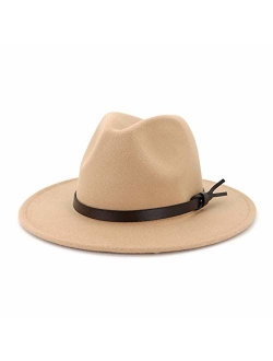 Lisianthus Women Wide Brim Wool Fedora Panama Hat with Belt Buckle